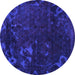 Round Machine Washable Persian Purple Bohemian Area Rugs, wshabs1362pur