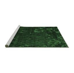 Sideview of Machine Washable Persian Emerald Green Bohemian Area Rugs, wshabs1362emgrn