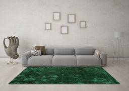 Machine Washable Persian Green Bohemian Area Rugs in a Living Room,, wshabs1362grn