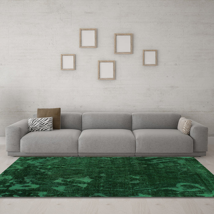 Machine Washable Persian Green Bohemian Area Rugs in a Living Room,, wshabs1362grn