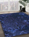 Abstract Sapphire Blue Persian Rug in Family Room, abs1362