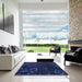 Square Abstract Sapphire Blue Persian Rug in a Living Room, abs1362