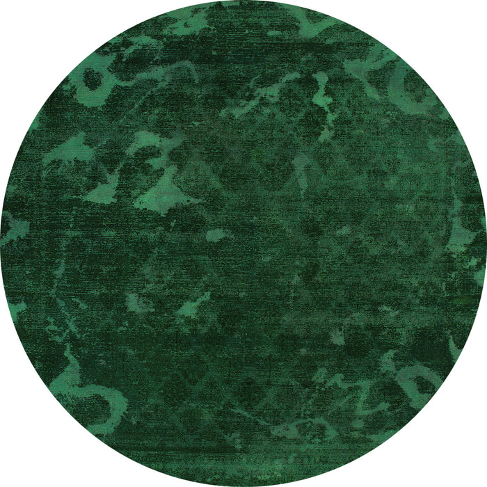 Round Machine Washable Persian Green Bohemian Area Rugs, wshabs1362grn
