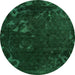 Round Machine Washable Persian Green Bohemian Area Rugs, wshabs1362grn