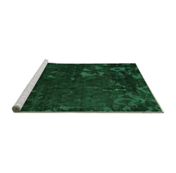 Sideview of Machine Washable Persian Green Bohemian Area Rugs, wshabs1362grn