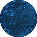 Round Persian Light Blue Bohemian Rug, abs1362lblu