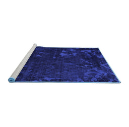 Sideview of Machine Washable Persian Blue Bohemian Rug, wshabs1362blu