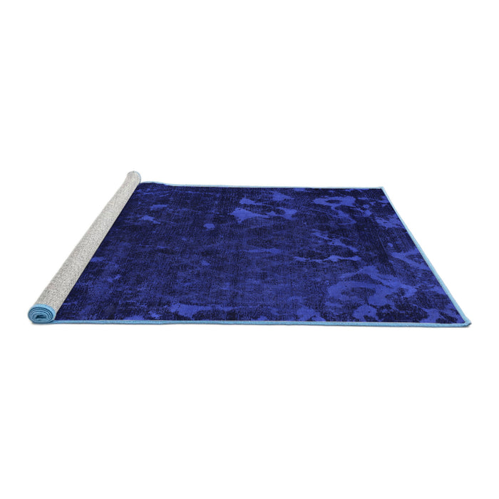 Sideview of Machine Washable Persian Blue Bohemian Rug, wshabs1362blu