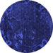 Round Machine Washable Persian Blue Bohemian Rug, wshabs1362blu