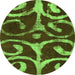 Round Machine Washable Abstract Green Modern Area Rugs, wshabs1363grn