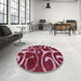 Round Abstract Pale Violet Red Pink Modern Rug in a Office, abs1363