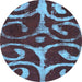 Round Abstract Light Blue Modern Rug, abs1363lblu