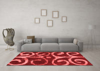 Machine Washable Abstract Red Modern Rug, wshabs1363red