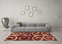 Machine Washable Abstract Brown Modern Rug, wshabs1363brn