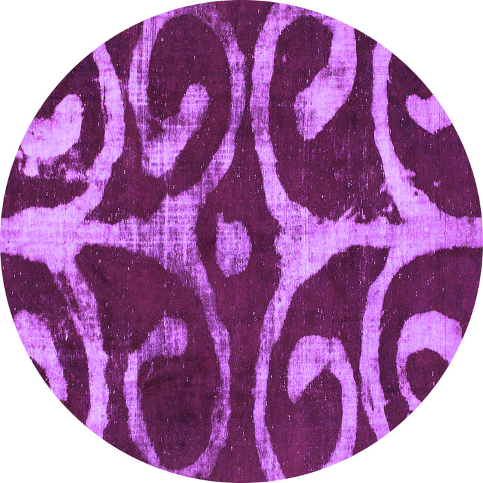 Round Machine Washable Abstract Purple Modern Area Rugs, wshabs1363pur