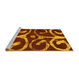 Sideview of Machine Washable Abstract Yellow Modern Rug, wshabs1363yw
