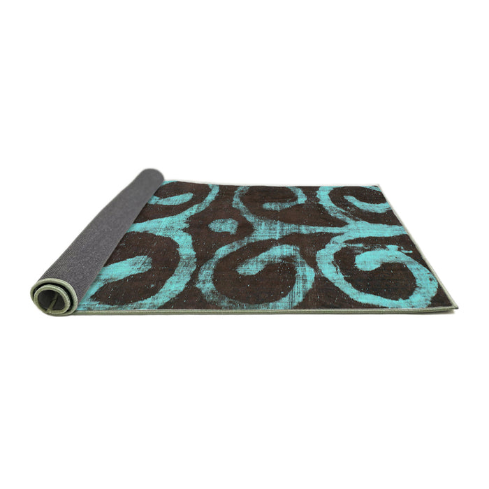 Sideview of Abstract Turquoise Modern Rug, abs1363turq
