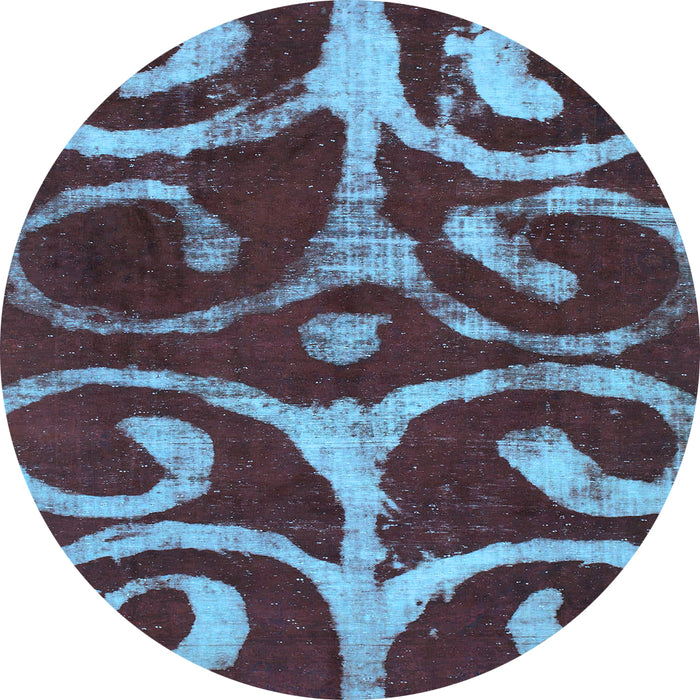Round Machine Washable Abstract Light Blue Modern Rug, wshabs1363lblu