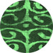 Round Abstract Emerald Green Modern Rug, abs1363emgrn