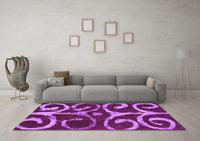 Machine Washable Abstract Purple Modern Rug, wshabs1363pur