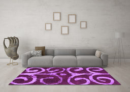 Machine Washable Abstract Purple Modern Area Rugs in a Living Room, wshabs1363pur