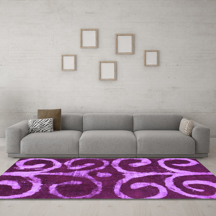Machine Washable Abstract Purple Modern Area Rugs in a Living Room, wshabs1363pur