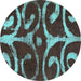 Round Abstract Turquoise Modern Rug, abs1363turq