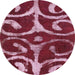 Round Abstract Pale Violet Red Pink Modern Rug, abs1363