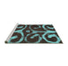 Sideview of Machine Washable Abstract Turquoise Modern Area Rugs, wshabs1363turq