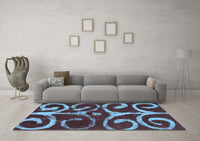 Machine Washable Abstract Light Blue Modern Rug, wshabs1363lblu