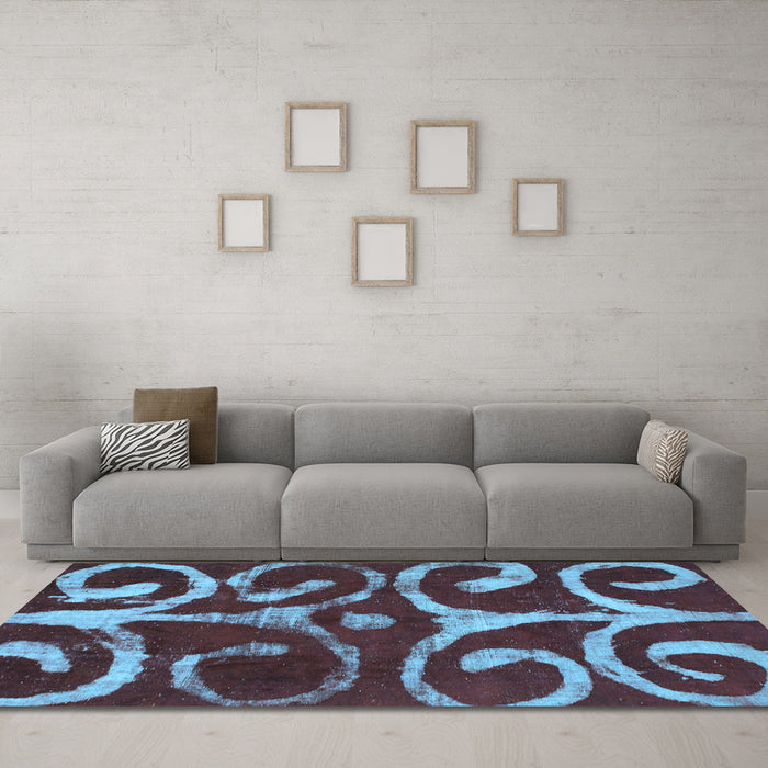 Machine Washable Abstract Light Blue Modern Rug in a Living Room, wshabs1363lblu