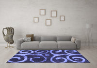 Machine Washable Abstract Blue Modern Rug, wshabs1363blu