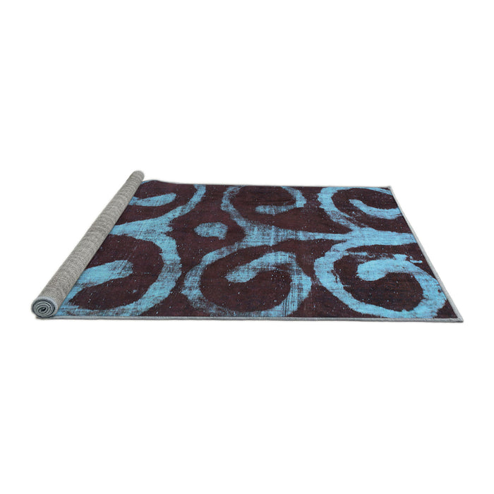 Sideview of Machine Washable Abstract Light Blue Modern Rug, wshabs1363lblu