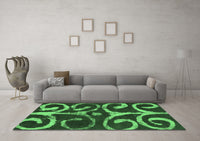 Machine Washable Abstract Emerald Green Modern Rug, wshabs1363emgrn