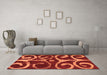 Machine Washable Abstract Orange Modern Area Rugs in a Living Room, wshabs1363org