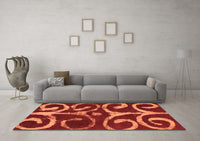 Machine Washable Abstract Orange Modern Rug, wshabs1363org