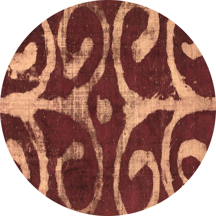 Round Machine Washable Abstract Brown Modern Rug, wshabs1363brn