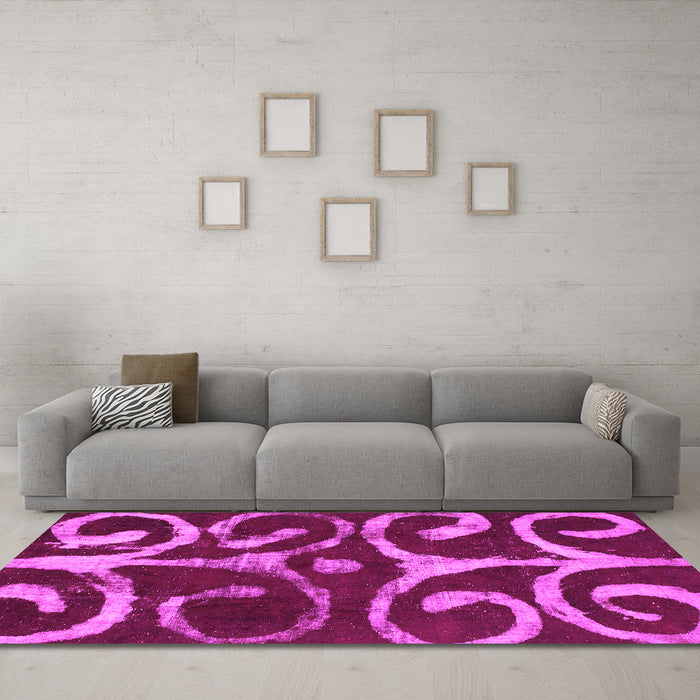 Machine Washable Abstract Pink Modern Rug in a Living Room, wshabs1363pnk