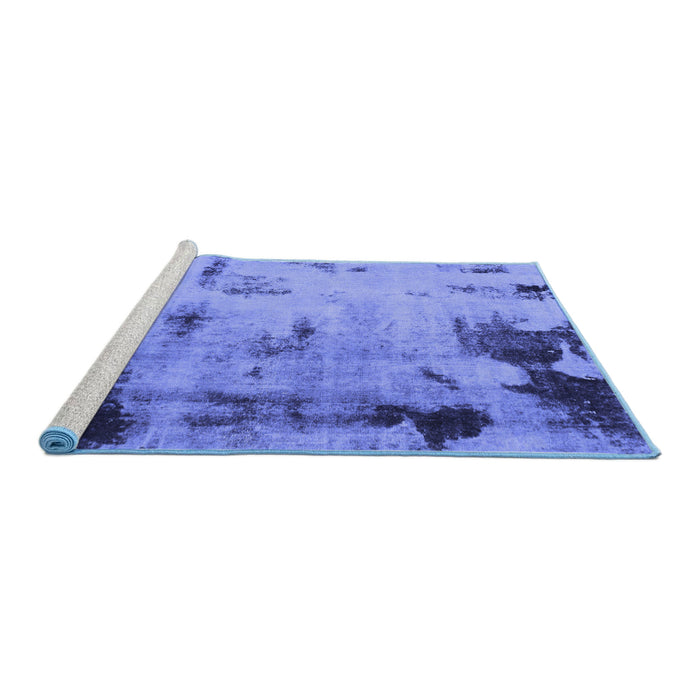Sideview of Machine Washable Abstract Blue Modern Rug, wshabs1364blu