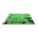 Sideview of Machine Washable Abstract Emerald Green Modern Area Rugs, wshabs1364emgrn