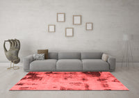 Machine Washable Abstract Red Modern Rug, wshabs1364red