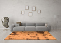 Machine Washable Abstract Orange Modern Rug, wshabs1364org