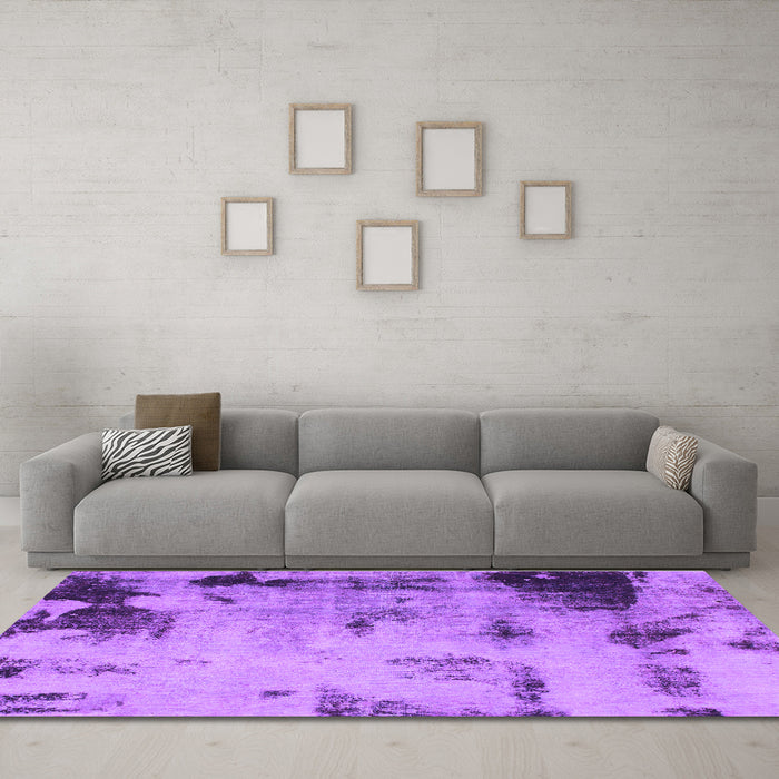 Machine Washable Abstract Purple Modern Area Rugs in a Living Room, wshabs1364pur