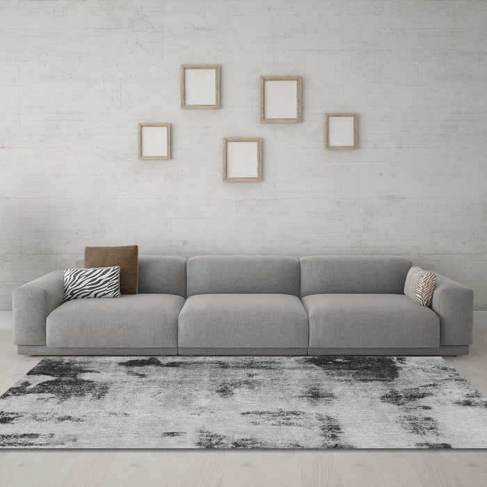 Machine Washable Abstract Gray Modern Rug in a Living Room,, wshabs1364gry