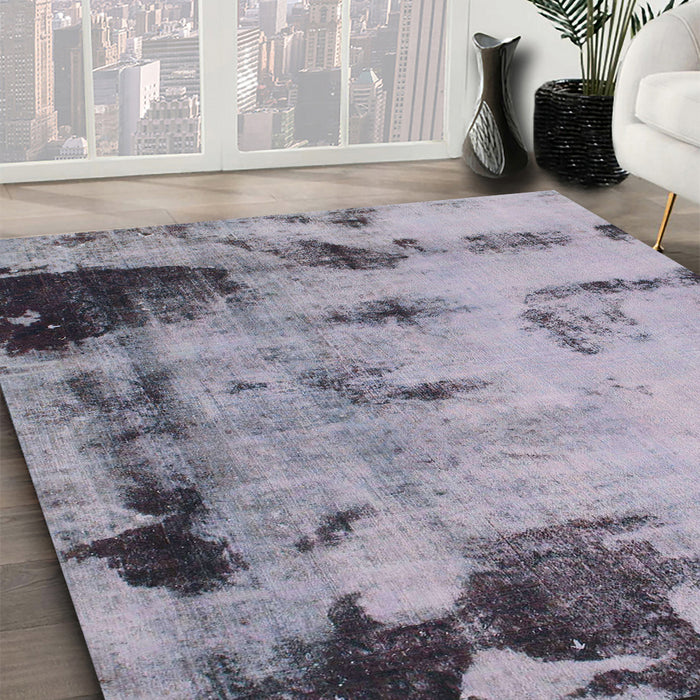 Machine Washable Abstract Wisteria Purple Rug in a Family Room, wshabs1364