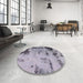 Round Machine Washable Abstract Wisteria Purple Rug in a Office, wshabs1364