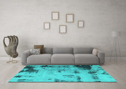 Machine Washable Abstract Turquoise Modern Area Rugs in a Living Room,, wshabs1364turq