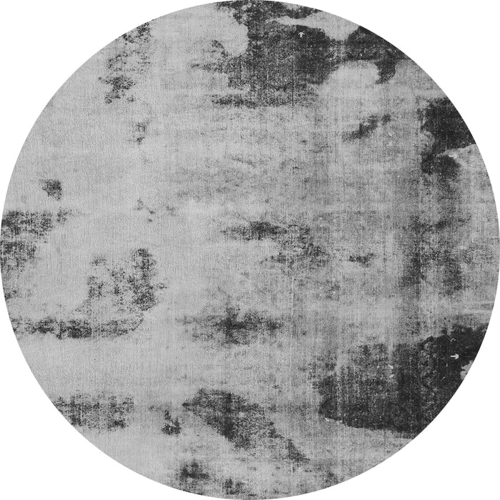 Round Machine Washable Abstract Gray Modern Rug, wshabs1364gry