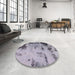 Round Abstract Purple Modern Rug in a Office, abs1364