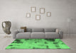 Machine Washable Abstract Emerald Green Modern Area Rugs in a Living Room,, wshabs1364emgrn